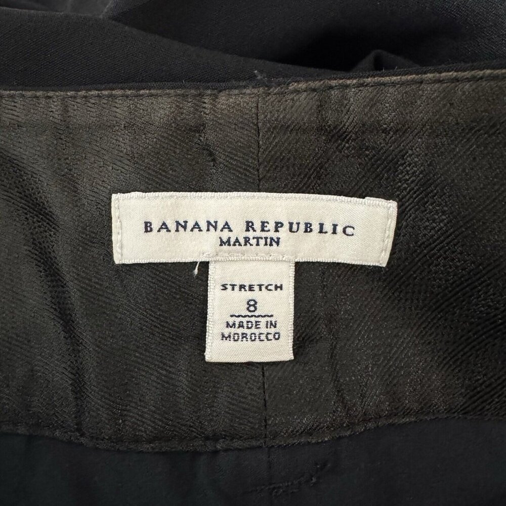 Banana Republic Pants 8 Martin Fit Black Wool Stretch Wide Leg Pleated Career - Picture 8 of 11